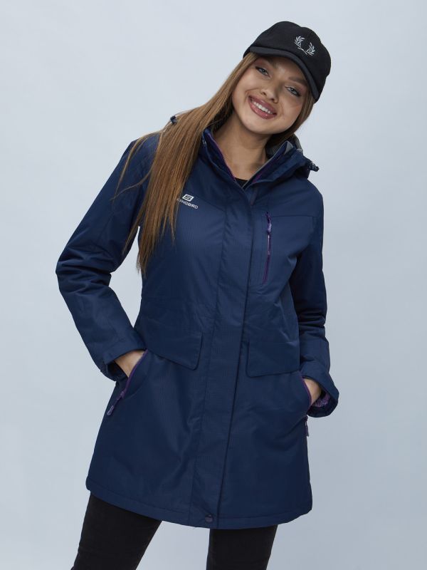 Navy blue hooded parka for women 551995TS